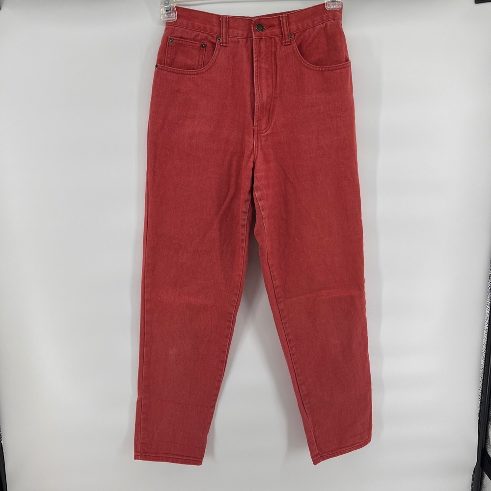 WilliWear Sport Red Denim High Waisted Tapered Leg Jeans Womens 6 Brick